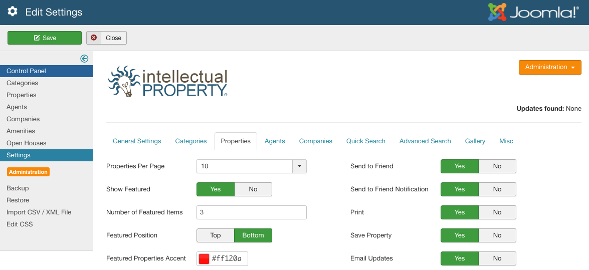 Figure A: IProperty Property Settings