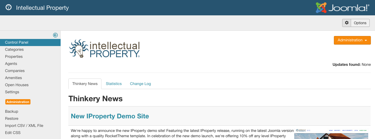 Figure A: IProperty Control Panel