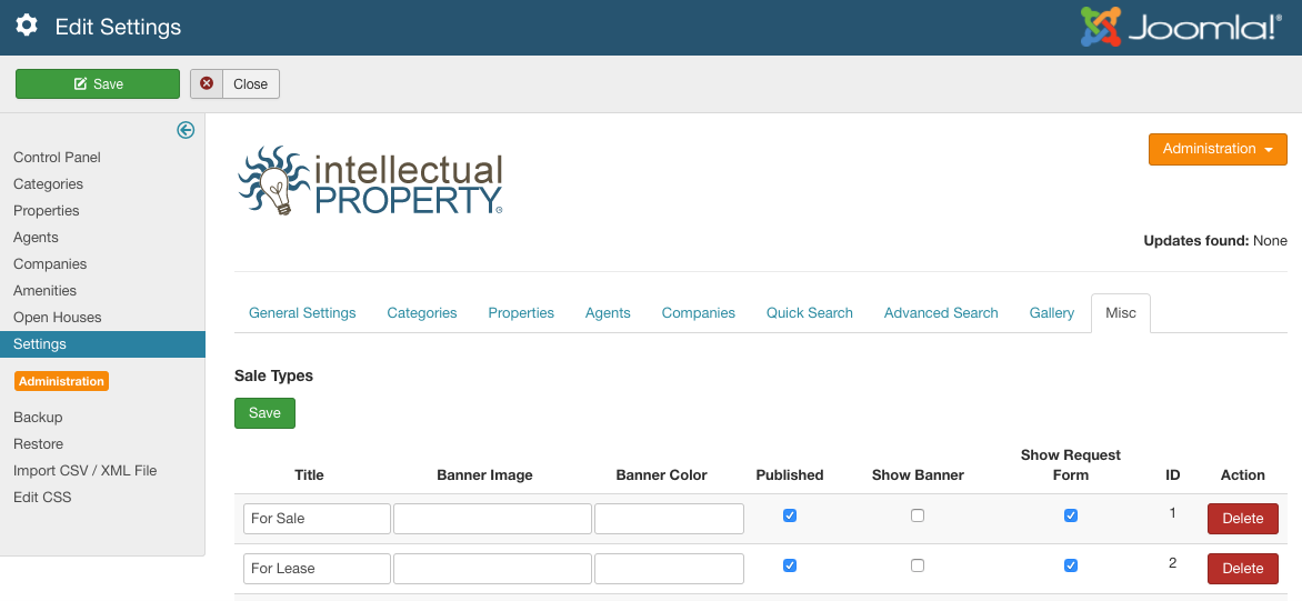 Figure A: IProperty Miscellaneous Settings