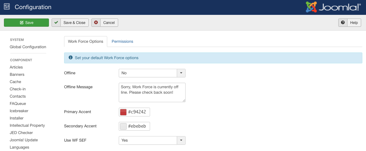 Figure A: Work Force Settings